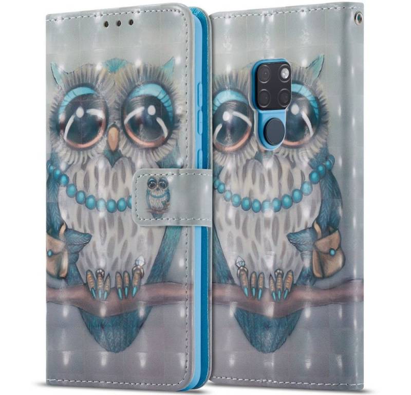 FITSU Handyhülle Handytasche für Huawei Mate 20 Hülle Eulen Motiv 6,53 Zoll, Flipcase für Huawei Mate 20 Handyhülle, Handytasche mit Kartenfach von FITSU