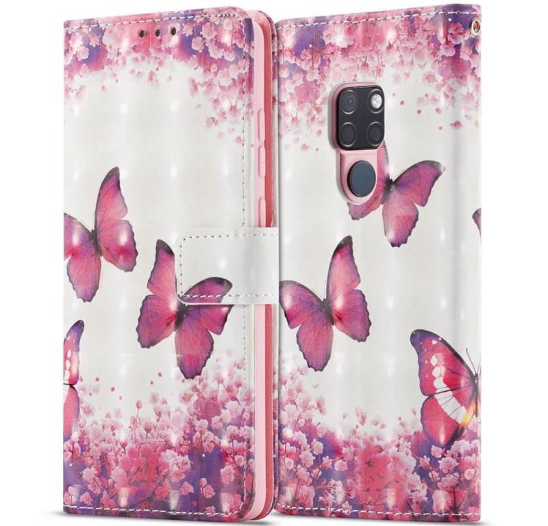 FITSU Handyhülle Handytasche für Huawei Mate 20 Hülle Schmetterling Motiv 6,53 Zoll, Flipcase für Huawei Mate 20 Handyhülle, Handytasche mit Kartenfach von FITSU