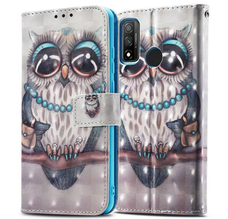 FITSU Handyhülle Handytasche für Huawei P Smart 2020 Hülle Eulen Motiv 6,21 Zoll, Case für Huawei P Smart 2020 Handyhülle, Handytasche mit Kartenfach von FITSU