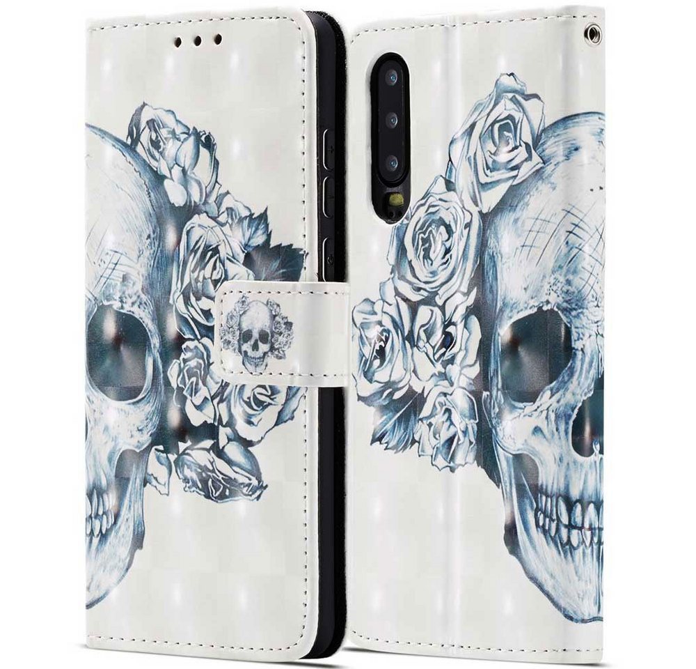FITSU Handyhülle Handytasche für Huawei P30 Hülle Totenkopf Motiv 6,1 Zoll, Flipcase für Huawei P30 Handyhülle, Handytasche mit Kartenfach FITSU Handyhülle Handytasche für Huawei P30 Hülle Totenkopf Motiv 6,1 Zoll, Flipcase für Huawei P30 Handyhülle, Handytasche mit Kartenfach von FITSU