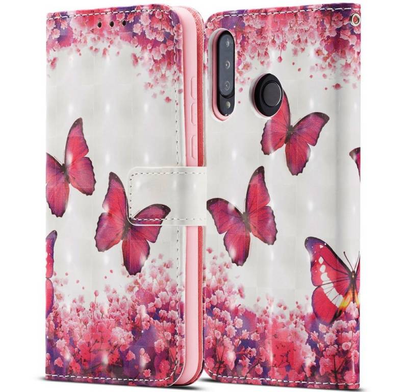 FITSU Handyhülle Handytasche für Huawei P30 Lite Hülle Schmetterling Motiv 6,15 Zoll, Flipcase für Huawei P30 Lite Handyhülle, Handytasche mit Kartenfach von FITSU