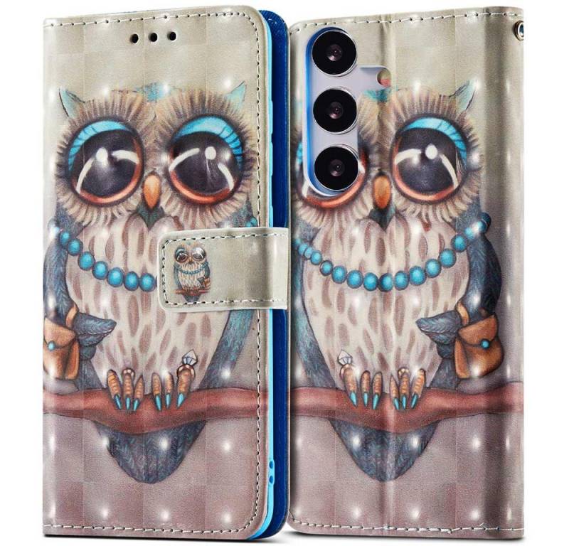 FITSU Handyhülle Handytasche für Samsung Galaxy A14 Hülle Eulen Motiv 6,6 Zoll, Flipcase für Samsung A14 Handyhülle, Handytasche mit Kartenfach von FITSU