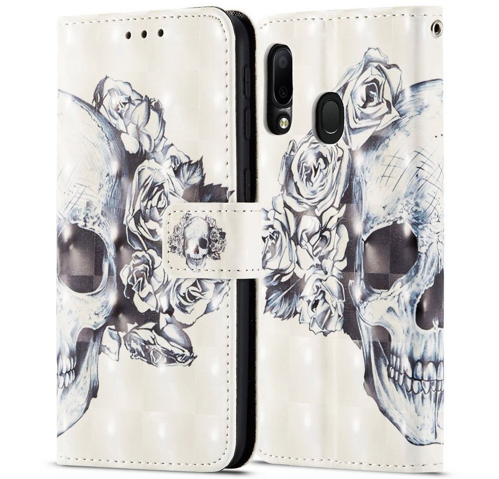 FITSU Handyhülle Handytasche für Samsung Galaxy A40 Hülle Totenkopf Motiv 5,9 Zoll, Flipcase für Samsung A40 Handyhülle, Handytasche mit Kartenfach FITSU Handyhülle Handytasche für Samsung Galaxy A40 Hülle Totenkopf Motiv 5,9 Zoll, Flipcase für Samsung A40 Handyhülle, Handytasche mit Kartenfach von FITSU