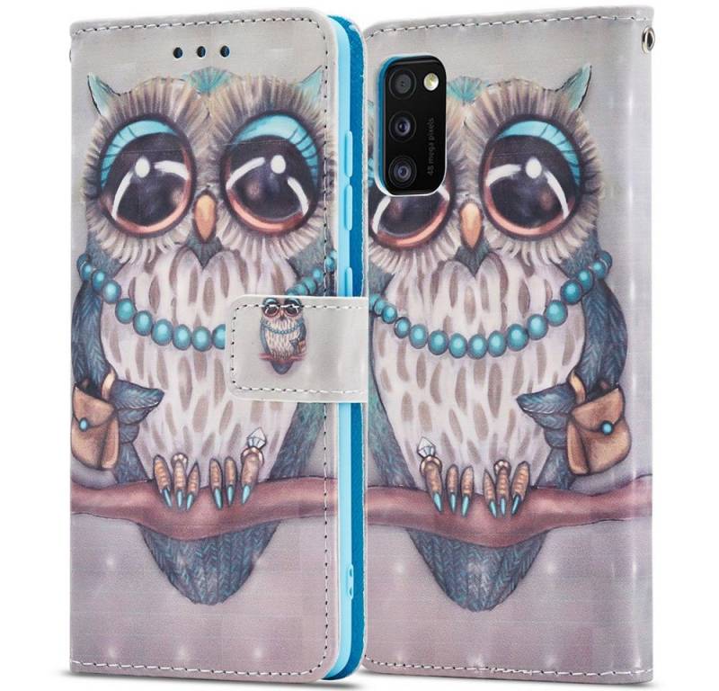 FITSU Handyhülle Handytasche für Samsung Galaxy A41 Hülle Eulen Motiv 6,1 Zoll, Flipcase für Samsung A41 Handyhülle, Handytasche mit Kartenfach von FITSU