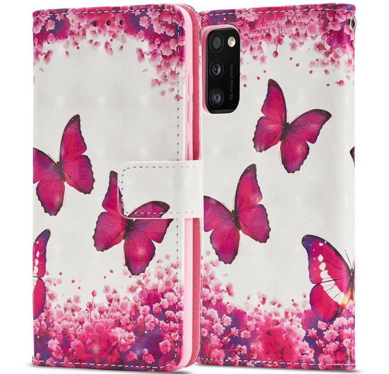 FITSU Handyhülle Handytasche für Samsung Galaxy A41 Hülle Schmetterling Motiv 6,1 Zoll, Flipcase für Samsung A41 Handyhülle, Handytasche mit Kartenfach von FITSU