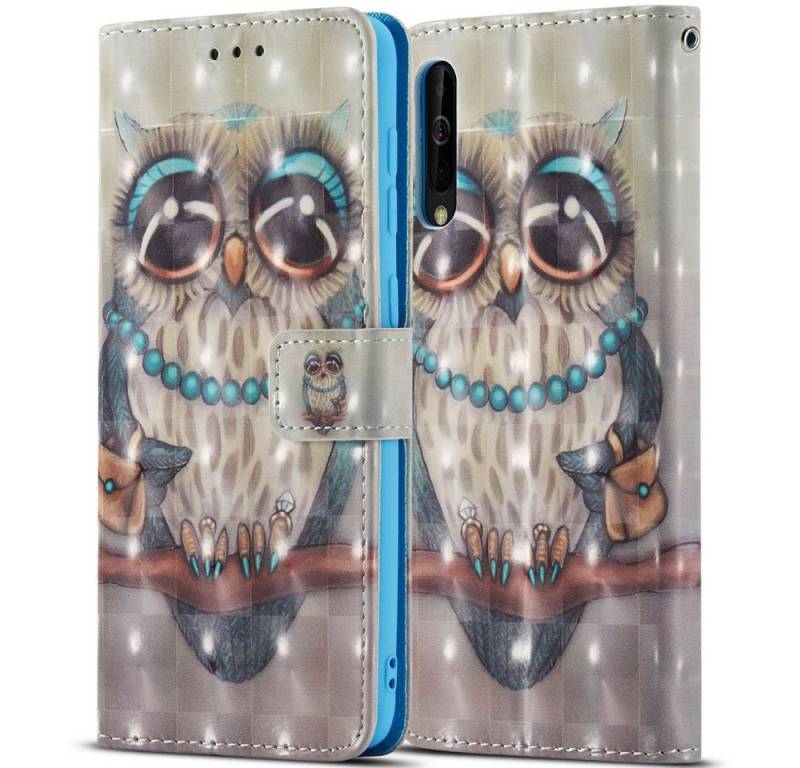 FITSU Handyhülle Handytasche für Samsung Galaxy A50 Hülle Eulen Motiv 6,4 Zoll, Flipcase für Samsung A50 Handyhülle, Handytasche mit Kartenfach von FITSU