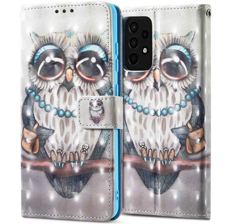 FITSU Handyhülle Handytasche für Samsung Galaxy A53 Hülle Eulen Motiv 6,5 Zoll, Flipcase für Samsung A53 Handyhülle, Handytasche mit Kartenfach von FITSU