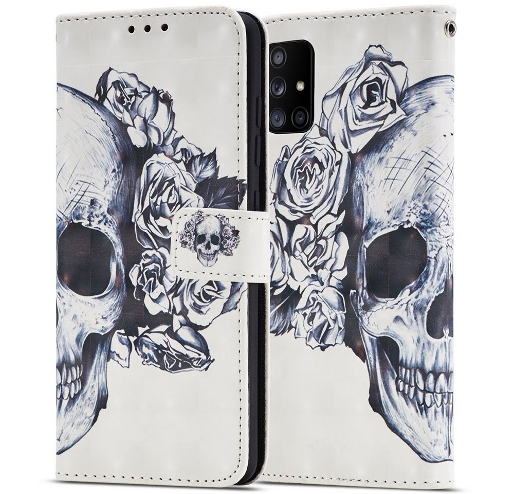 FITSU Handyhülle Handytasche für Samsung Galaxy A71 Hülle Totenkopf Motiv 6,7 Zoll, Flipcase für Samsung A71 Handyhülle, Handytasche mit Kartenfach FITSU Handyhülle Handytasche für Samsung Galaxy A71 Hülle Totenkopf Motiv 6,7 Zoll, Flipcase für Samsung A71 Handyhülle, Handytasche mit Kartenfach von FITSU