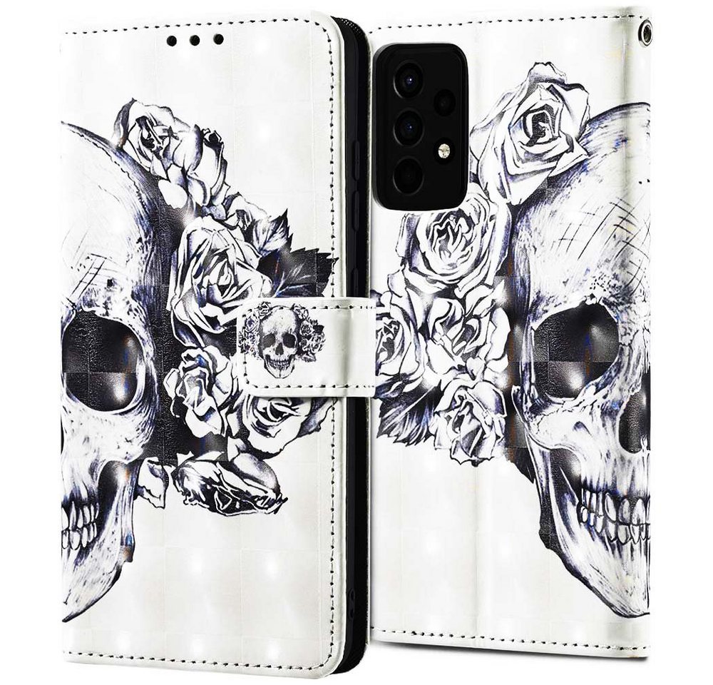 FITSU Handyhülle Handytasche für Samsung Galaxy A72 Hülle Totenkopf Motiv 6,7 Zoll, Flipcase für Samsung A72 Handyhülle, Handytasche mit Kartenfach FITSU Handyhülle Handytasche für Samsung Galaxy A72 Hülle Totenkopf Motiv 6,7 Zoll, Flipcase für Samsung A72 Handyhülle, Handytasche mit Kartenfach von FITSU