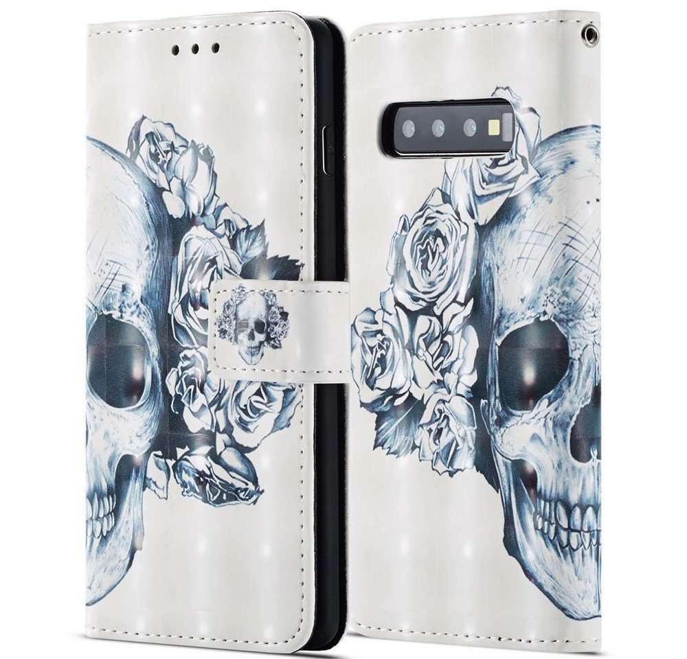 FITSU Handyhülle Handytasche für Samsung Galaxy S10 Plus Hülle Totenkopf Motiv 6,4 Zoll, Case für Samsung S10 Plus Handyhülle, Handytasche mit Kartenfach FITSU Handyhülle Handytasche für Samsung Galaxy S10 Plus Hülle Totenkopf Motiv 6,4 Zoll, Case für Samsung S10 Plus Handyhülle, Handytasche mit Kartenfach von FITSU