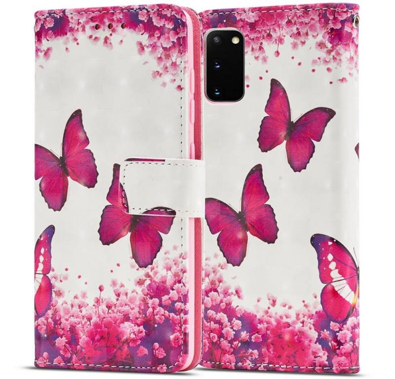 FITSU Handyhülle Handytasche für Samsung Galaxy S20 Hülle Schmetterling Motiv 6,2 Zoll, Flipcase für Samsung S20 Handyhülle, Handytasche mit Kartenfach von FITSU