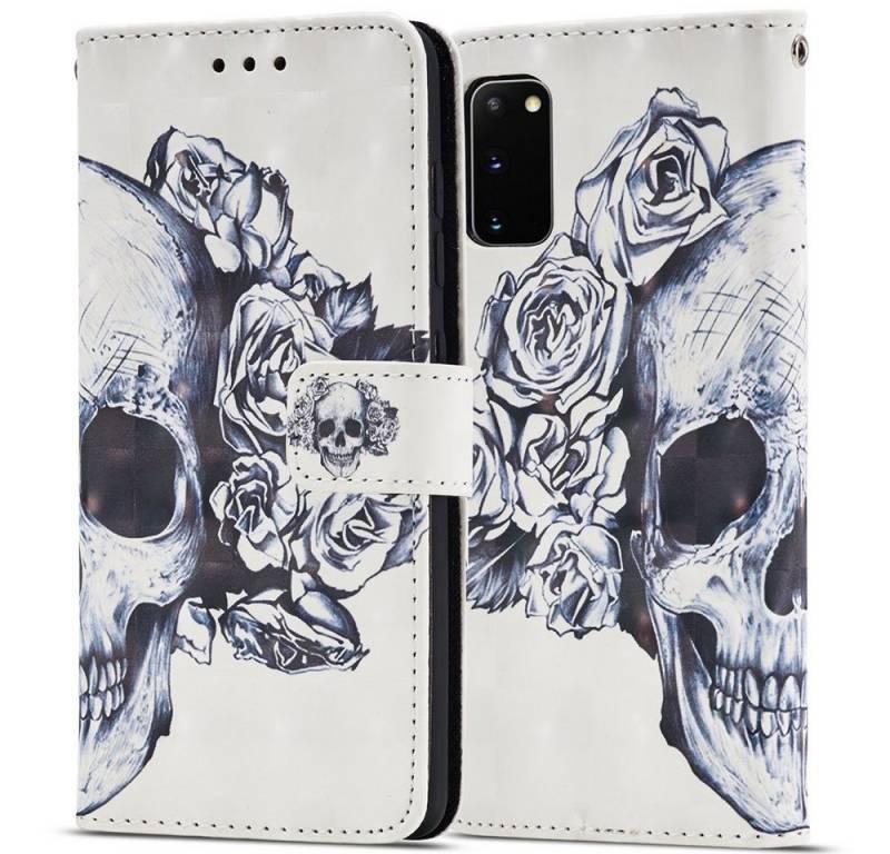 FITSU Handyhülle Handytasche für Samsung Galaxy S20 Hülle Totenkopf Motiv 6,2 Zoll, Flipcase für Samsung S20 Handyhülle, Handytasche mit Kartenfach von FITSU