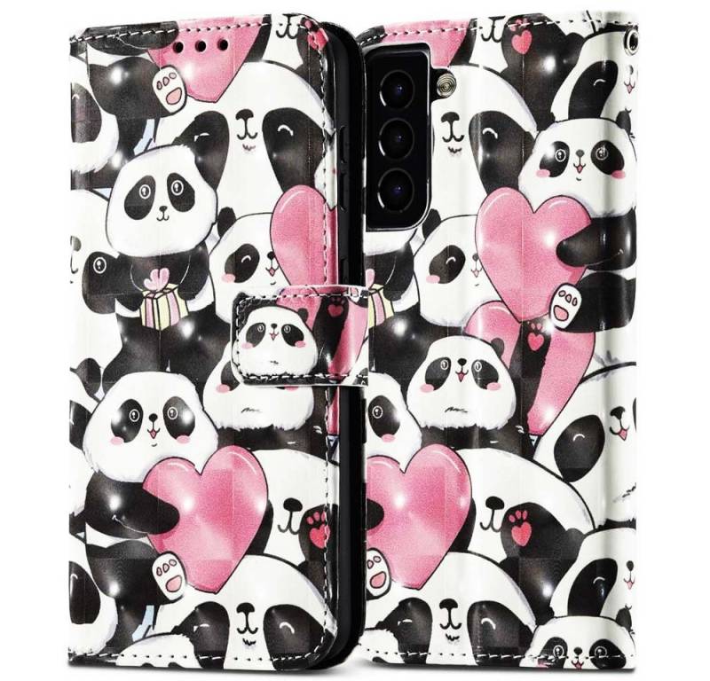 FITSU Handyhülle Handytasche für Samsung Galaxy S21 Plus Hülle Panda Motiv 6,7 Zoll, Flipcase für Samsung S21 Plus Handyhülle, Handytasche mit Kartenfach von FITSU