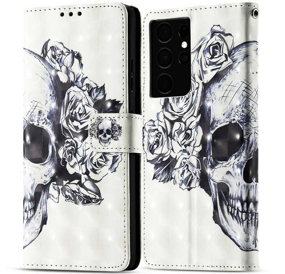 FITSU Handyhülle Handytasche für Samsung Galaxy S21 Ultra Hülle Totenkopf Motiv 6,8 Zoll, Flipcase für Samsung S21 Ultra Handyhülle, Handytasche mit Kartenfach FITSU Handyhülle Handytasche für Samsung Galaxy S21 Ultra Hülle Totenkopf Motiv 6,8 Zoll, Flipcase für Samsung S21 Ultra Handyhülle, Handytasche mit Kartenfach von FITSU