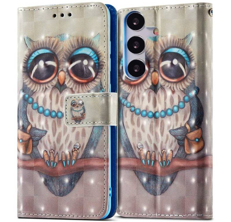 FITSU Handyhülle Handytasche für Samsung Galaxy S23 FE Eulen Motiv 6,4 Zoll, Flipcase für Samsung S23 FE Handyhülle, Handytasche mit Kartenfach von FITSU