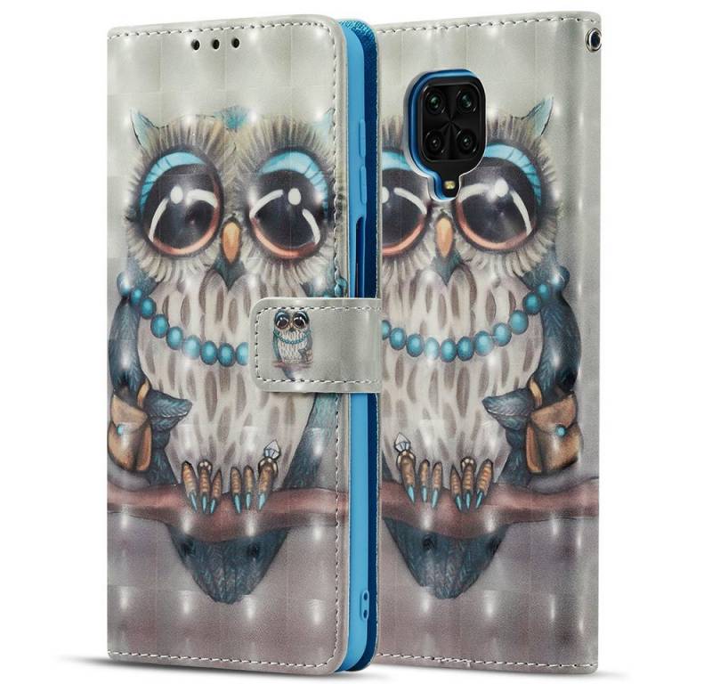 FITSU Handyhülle Handytasche für Xiaomi Redmi Note 9 Pro Hülle Eulen Motiv 6,67 Zoll, Case für Xiaomi Redmi Note 9 Pro Hülle, Handytasche mit Kartenfach von FITSU
