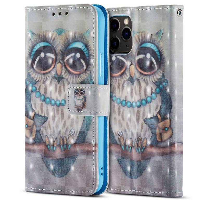 FITSU Handyhülle Handytasche für iPhone 11 Pro Max Hülle Eulen Motiv 6,5 Zoll, Flipcase für iPhone 11 Pro Max Handyhülle, Handytasche mit Kartenfach von FITSU
