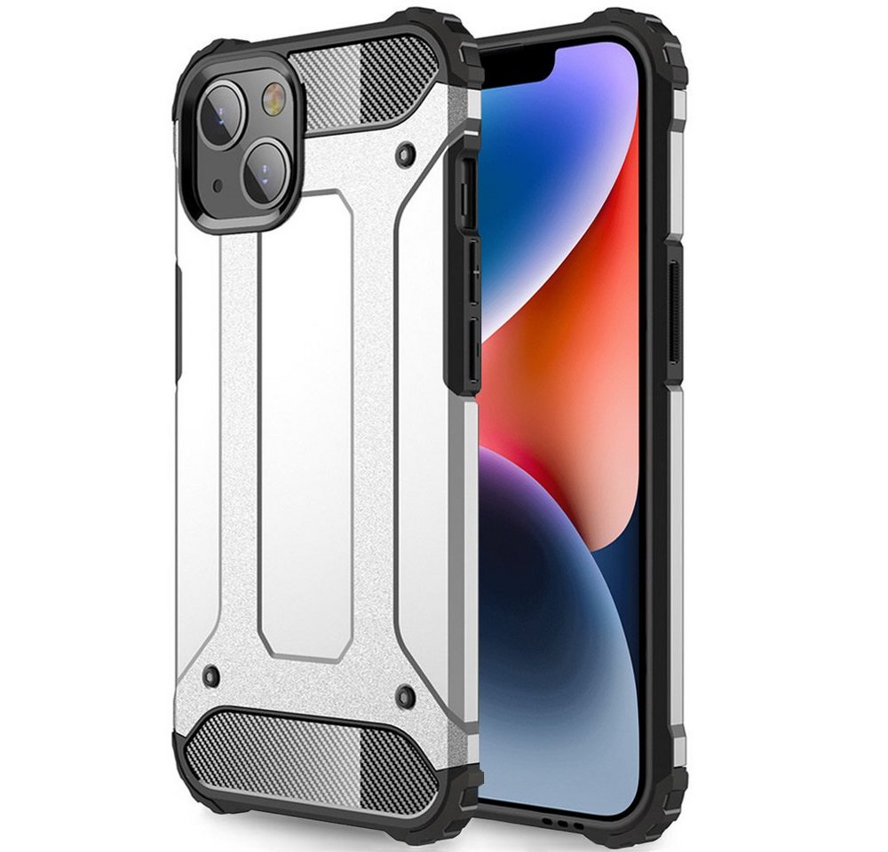 FITSU Handyhülle Outdoor Handyhülle für Apple iPhone 14 Silber 6,1 Zoll, Robuste Handyhülle Outdoor Case stabile Schutzhülle mit Eckenschutz von FITSU