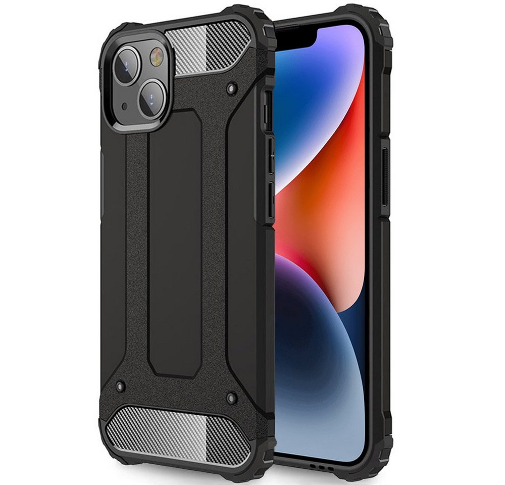 FITSU Handyhülle Outdoor Hülle für Apple iPhone 14 Schwarz, Robuste Handyhülle Outdoor Case stabile Schutzhülle mit Eckenschutz von FITSU