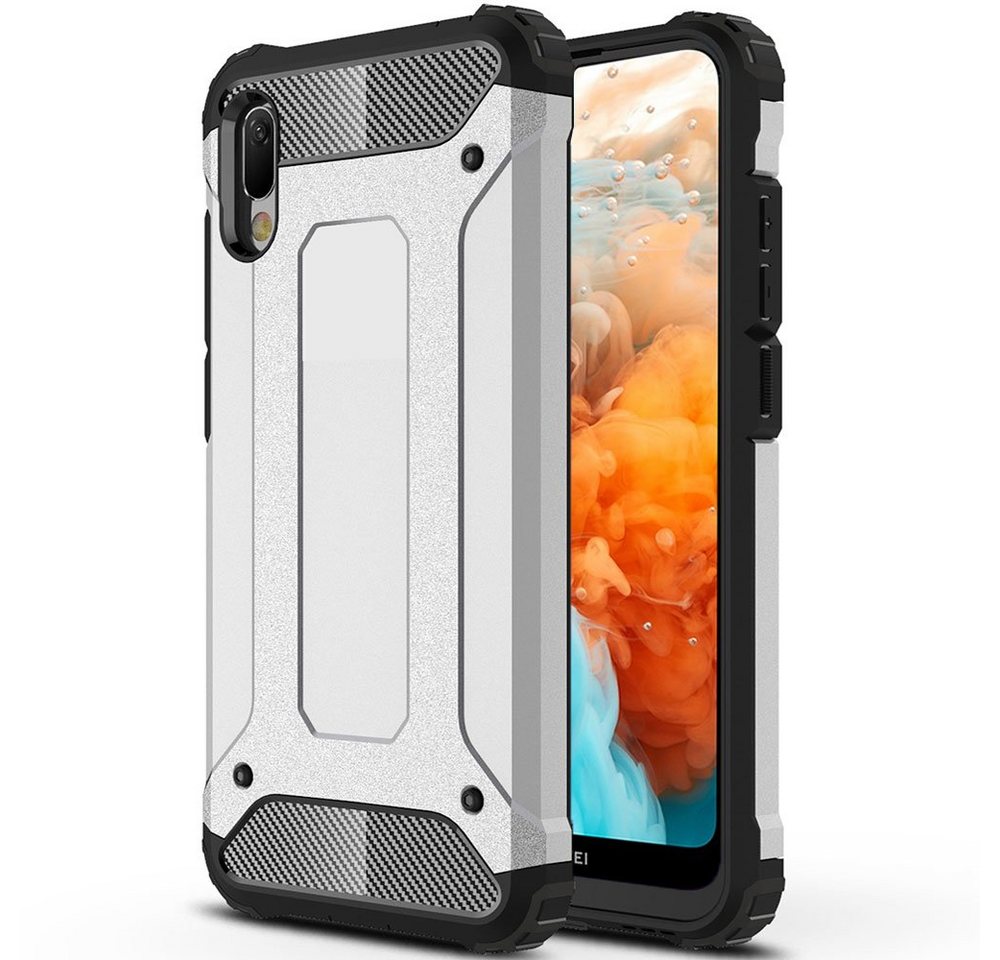 FITSU Handyhülle Outdoor Hülle für Huawei Y6 2019 Silber 6,09 Zoll, Robuste Handyhülle Outdoor Case stabile Schutzhülle mit Eckenschutz von FITSU