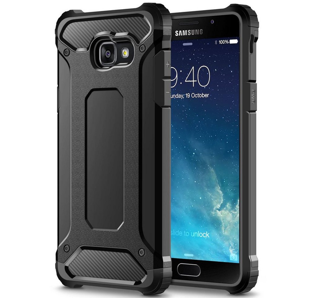 FITSU Handyhülle Outdoor Hülle für Samsung Galaxy A5 2017 Schwarz, Robuste Handyhülle Outdoor Case stabile Schutzhülle mit Eckenschutz von FITSU