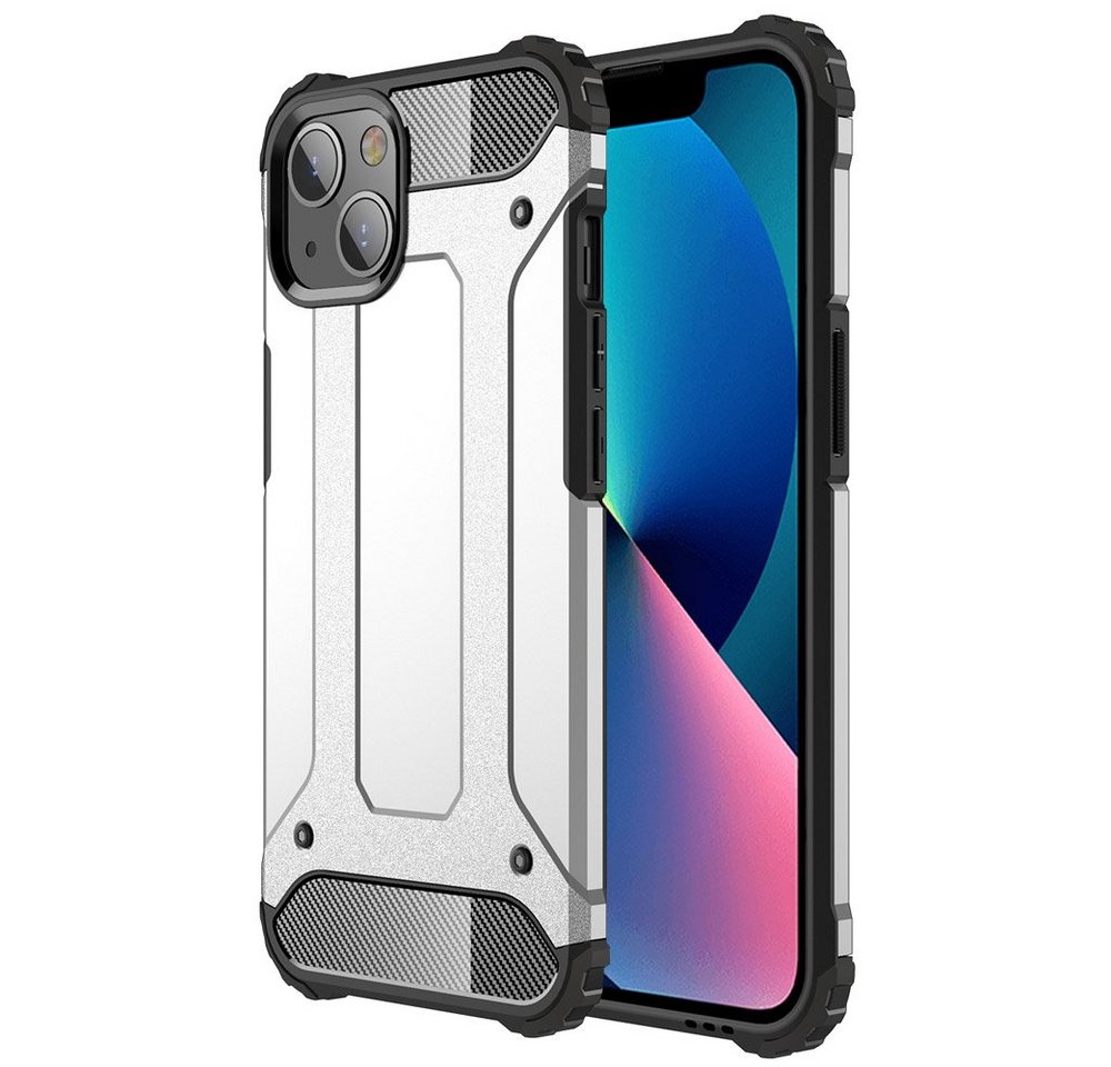 FITSU Handyhülle Outdoor Hülle für iPhone 13 Silber 6,1 Zoll, Robuste Handyhülle Outdoor Case stabile Schutzhülle mit Eckenschutz von FITSU