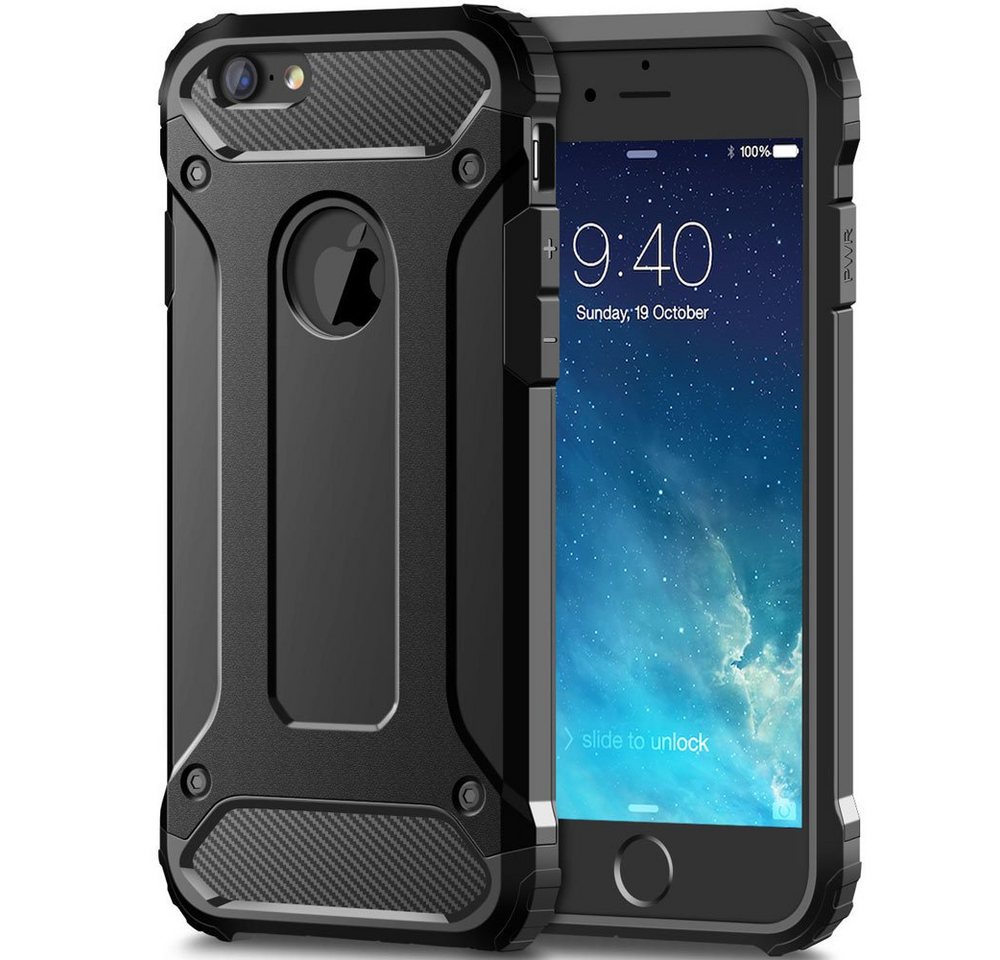 FITSU Handyhülle Outdoor Hülle für iPhone 6 / 6s Schwarz, Robuste Handyhülle Outdoor Case stabile Schutzhülle mit Eckenschutz von FITSU