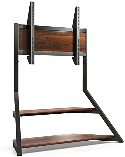 FITUEYES Design TV Ständer 75-100 Zoll Moderner TV Stand mit Ablagen Kabelmanagement aus Holz und Metall TV Standfuss Schwenkbar Höhenverstellbar bis zu 85kg Max.VESA 800 * 600 Eiffel Serie von FITUEYES