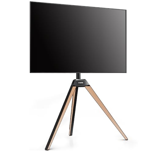 FITUEYES Design TV Ständer für 32 40 43 50 55 60 65 Zoll Fernseher TV Stand im Staffelei Design höhenverstellbar Schwenkbar TV Standfuss aus Holz mit Kabelmanagement (Natur) von FITUEYES