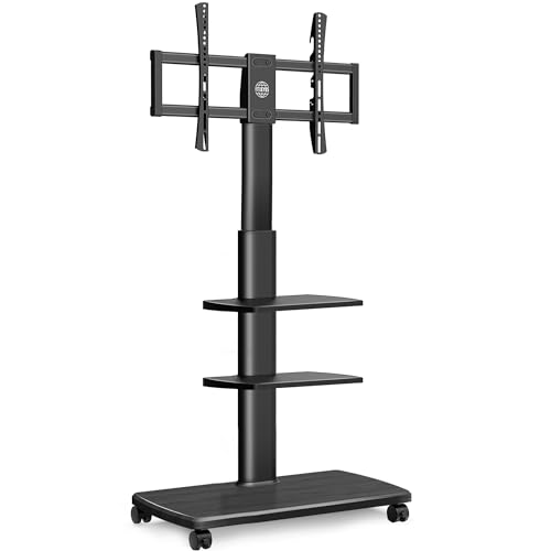 FITUEYES TV Bodenständer Rollbar mit 3 Ablagen TV Standfuß TV Ständer Fernsehstand mit Rollen höhenverstellbar schwenkbar für 32 bis 70 Zoll Flachbildschirm bis zu 40kg. Max. VESA. 400 * 600 von FITUEYES