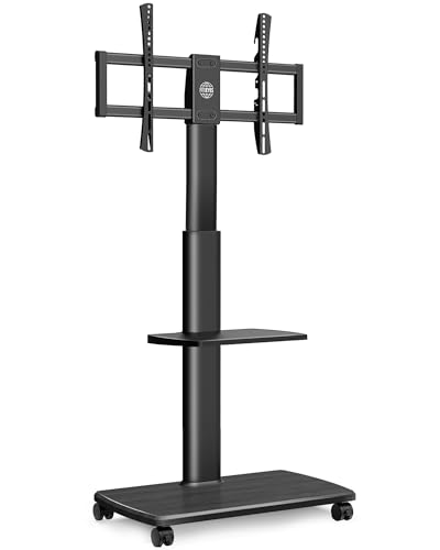 FITUEYES TV Bodenständer Rollbar mit Holzablage TV Standfuß TV Ständer Fernsehstand mit Rollen höhenverstellbar schwenkbar für 32 bis 70 Zoll Flachbildschirm bis zu 40kg. Max. VESA. 400 * 600 von FITUEYES
