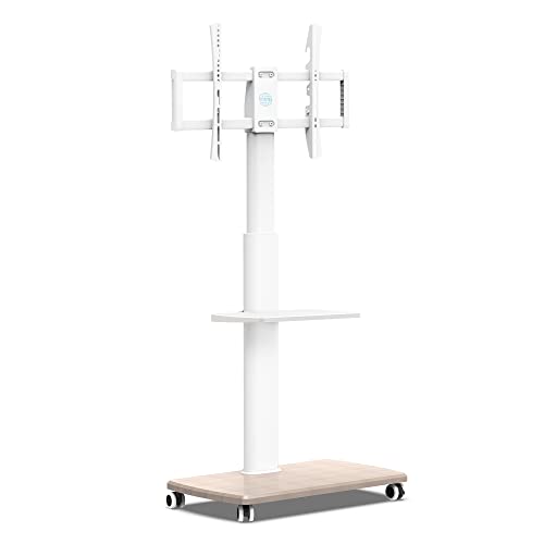 FITUEYES TV Bodenständer Rollbar mit Holzablage TV Standfuß TV Ständer Fernsehstand mit Rollen höhenverstellbar schwenkbar für 32 bis 70 Zoll Flachbildschirm bis zu 40kg. Max. VESA. 400 * 600 von FITUEYES