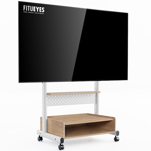 FITUEYES TV Ständer Rollbar Fernsehständer mit Rollen Bodenständer TV Rollwagen für 40-85 Zoll Fernseher höhenverstellbar hoch Max 60KG VESA 600x400 mm von FITUEYES