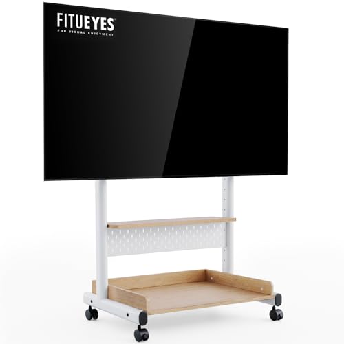 FITUEYES TV Ständer Rollbar Fernsehständer mit Rollen Bodenständer TV Rollwagen für 40-85 Zoll Fernseher höhenverstellbar hoch Max 60KG VESA 600x400 mm von FITUEYES