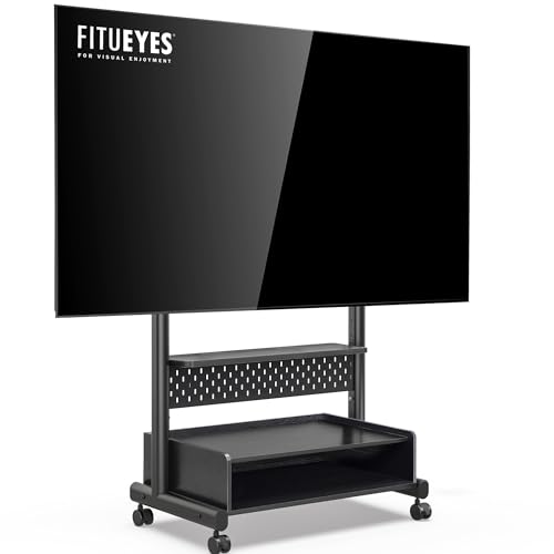 FITUEYES TV Ständer Rollbar Fernsehständer mit Rollen Bodenständer TV Rollwagen für 40-85 Zoll Fernseher höhenverstellbar hoch Max 60KG VESA 600x400 mm von FITUEYES