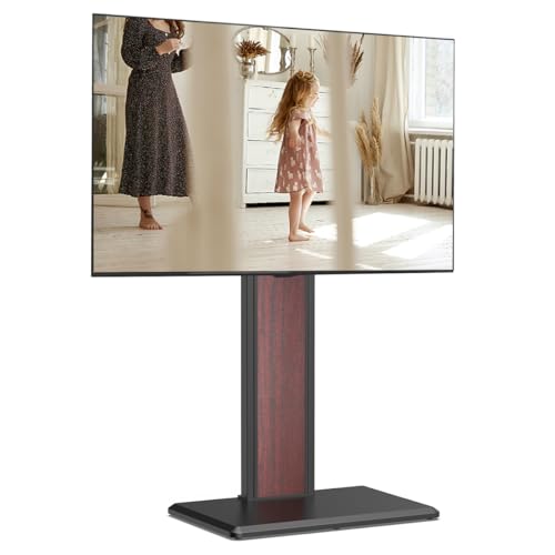 FITUEYES TV Ständer Standfuß TV Bodenständer mit Holzablage Fernsehständer geeignet für große Fernseher Höhenverstellbar Schwenkbar für 32 bis 65 Zoll bis zu 40kg Max.VESA 400 * 400 von FITUEYES