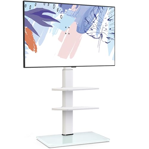 FITUEYES TV Ständer TV Bodenständer 3 Ablagen Standfuß Fernsehstand mit Regal höhenverstellbar schwenkbar für 32 bis 60 Zoll Flach & Curved Fernseher bis zu 30kg Max.VESA 600 * 400 von FITUEYES