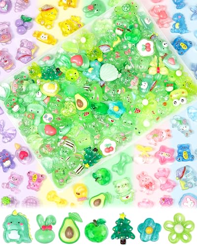 100 Stück FIVEIZERO Schleim-Charms, niedliches Set, große grüne Harzanhänger für die Schmuckherstellung, sortiert, niedliche Kawaii-Acryl-Anhänger für Armbänder, Ohrringe, Schlüsselanhänger 100 Stück FIVEIZERO Schleim-Charms, niedliches Set, große grüne Harzanhänger für die Schmuckherstellung, sortiert, niedliche Kawaii-Acryl-Anhänger für Armbänder, Ohrringe, Schlüsselanhänger von FIVEIZERO
