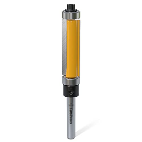 FivePears Ober- und Unterlager-Bündigfräser-Bit Holz Fräser, Fasenfräser, Oberfräsen-Zubehör, 1/4 Zoll Schaft, 1/2 Zoll Schnittdurchmesser, 1-1/2 Zoll Schnittlänge von FIVEPEARS