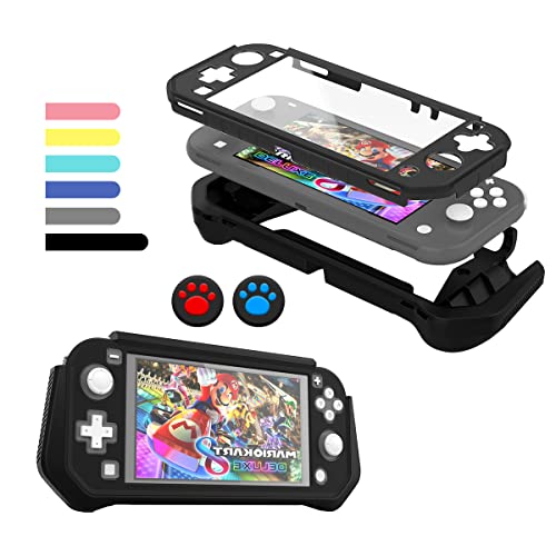 FIWWAT Switch Lite Hülle, Schutzhülle für Nintendo Switch Lite 2019, kompatibel mit Nintendo Switch Lite Displayschutz, Handgriffhülle mit eingebautem PC-Bildschirm und 2 Daumenkappen, Schwarz FIWWAT Switch Lite Hülle, Schutzhülle für Nintendo Switch Lite 2019, kompatibel mit Nintendo Switch Lite Displayschutz, Handgriffhülle mit eingebautem PC-Bildschirm und 2 Daumenkappen, Schwarz von FIWWAT