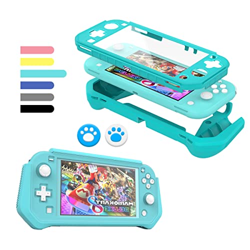 FIWWAT Switch Lite Hülle, Schutzhülle für Nintendo Switch Lite 2019, kompatibel mit Nintendo Switch Lite Displayschutz, Handgriffhülle mit eingebautem PC-Bildschirm und 2 Daumenkappen, Türkis FIWWAT Switch Lite Hülle, Schutzhülle für Nintendo Switch Lite 2019, kompatibel mit Nintendo Switch Lite Displayschutz, Handgriffhülle mit eingebautem PC-Bildschirm und 2 Daumenkappen, Türkis von FIWWAT
