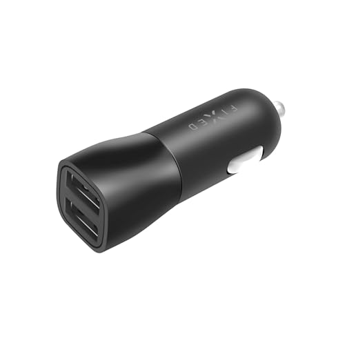Fixed 2 Port USB-A 15W Telefon Autoladegerät schwarz von FIXED