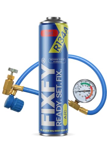 FIXFY 5in1 - Kältemittelersatz R134a mit Öl, Trockner, Dichtmittel, Gas und UV-Farbstoff - Set mit Schlauch und Manometer, 500 ml Dose, zum Selbstbefüllen der Klimaanlage in Autos von 1995-2016 FIXFY 5in1 - Kältemittelersatz R134a mit Öl, Trockner, Dichtmittel, Gas und UV-Farbstoff - Set mit Schlauch und Manometer, 500 ml Dose, zum Selbstbefüllen der Klimaanlage in Autos von 1995-2016 von FIXFY