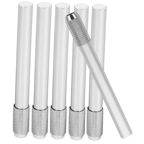 FIXOSHEE 6 Stück Bleistiftverlängerer Extender Schulmaterial Bleistifte Kunstbedarf skizzieren Farbstift-Verlängerungshalter Stifthalter-Verlängerung für Künstler Kohlehalter Metall Silver von FIXOSHEE