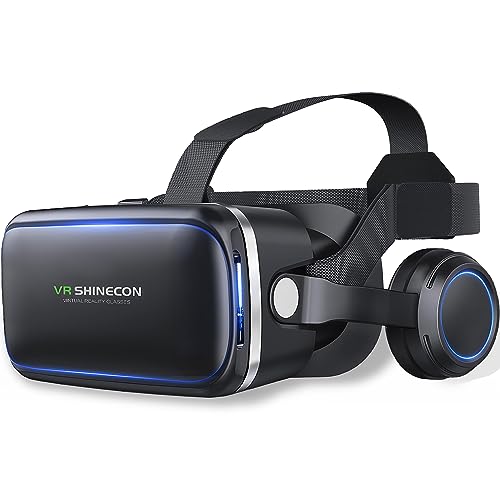 FIYAPOO VR Brille with Headset 3D VR Glasses Virtual Reality Brille PC Spielstunde für 4.7-6.6 Zoll, Android/iPhone Handgeräte, HD Netz, Blaulicht,Kinder und Erwachsenen, Geschenk von FIYAPOO