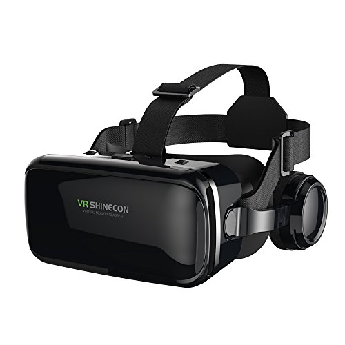 FIYAPOO VR Brille mit Kopfhörern Virtual Reality Headset 3D VR Headset Brille für 3D Filme Videospiele Kompatibel mit 4,7-6,6 Zoll iPhone Android Smartphones von FIYAPOO