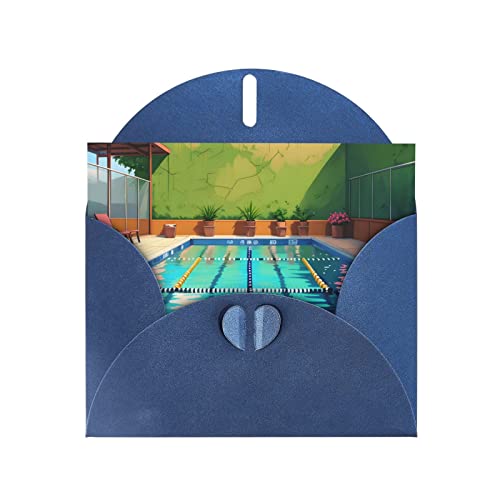 Flamingo und Schwimmbad-Grußkarten für alle Anlässe – Blanko-Grußkarten mit Umschlägen, Urlaubskarten, 10,2 x 15,2 cm (horizontal), Blau von FInpan