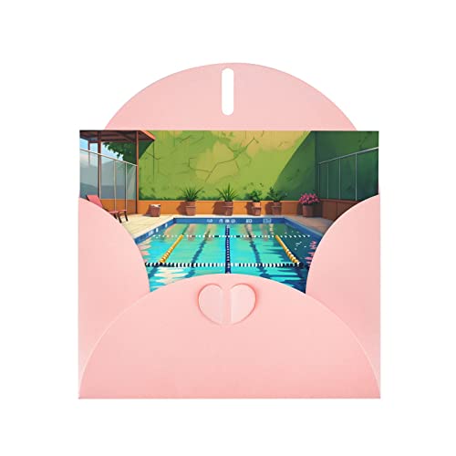 Flamingo und Schwimmbad-Grußkarten für alle Anlässe – Blanko-Grußkarten mit Umschlägen, Urlaubskarten, 10,2 x 15,2 cm (horizontal), Rosa von FInpan