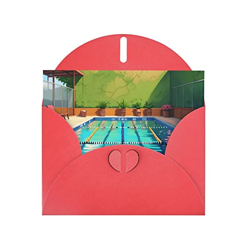 Flamingo und Schwimmbad-Grußkarten für alle Anlässe – Blanko-Grußkarten mit Umschlägen, Urlaubskarten, 10,2 x 15,2 cm (horizontal), Rot von FInpan