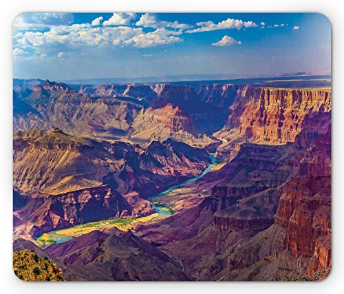 Canyon-Mauspad, Luftbild der epischen Grand Canyon-Aktivität des Flussstroms über Felsplateau, Druck, rechteckiges, rutschfestes Gummi-Mousepad von FJAUOQ